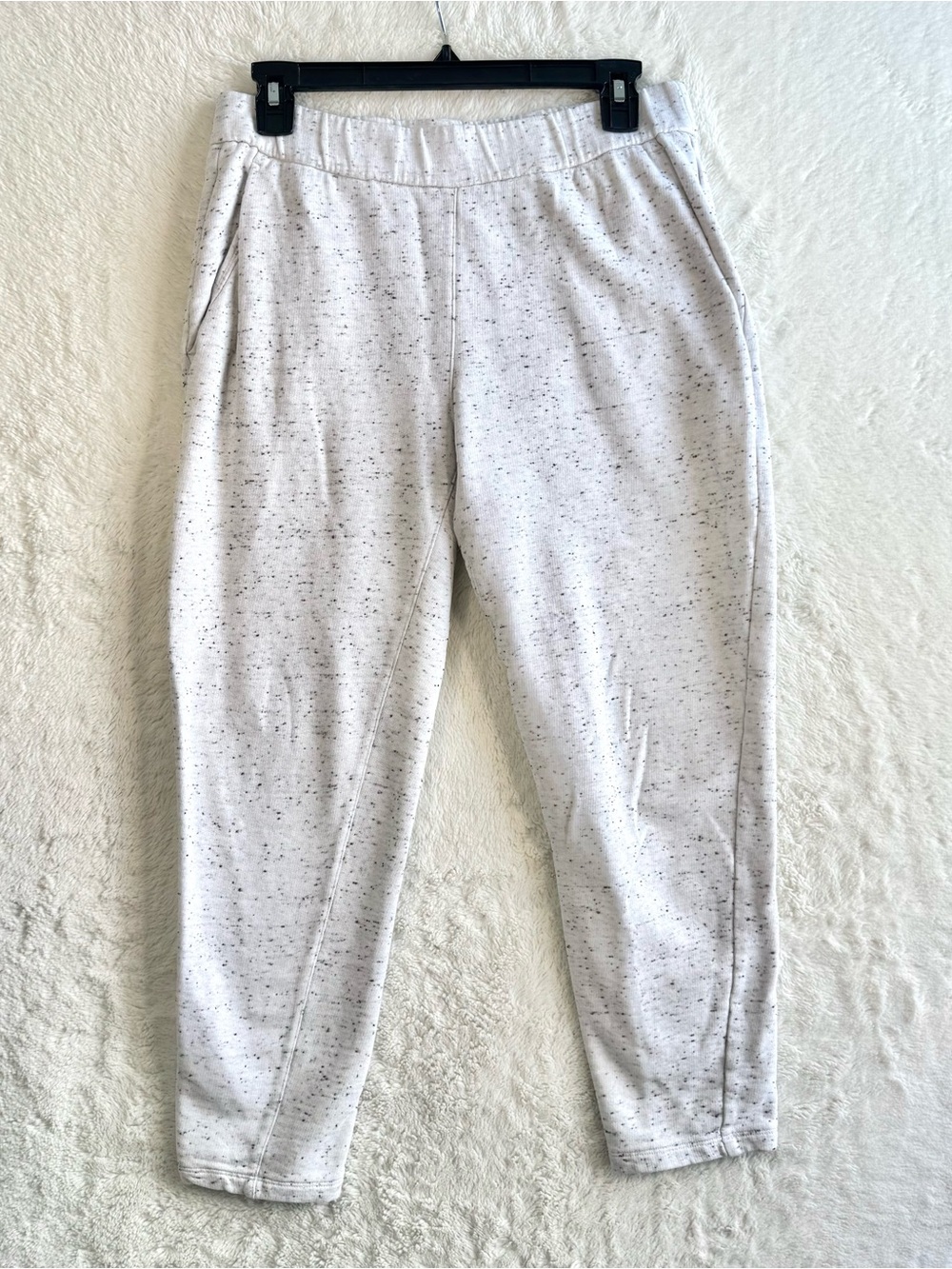 Eileen Fisher Joggers Women’s XS Speckled White Gray Cotton Pockets Lounge